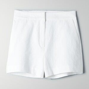 Babaton- Aritzia White Linen Blend High Waisted shorts